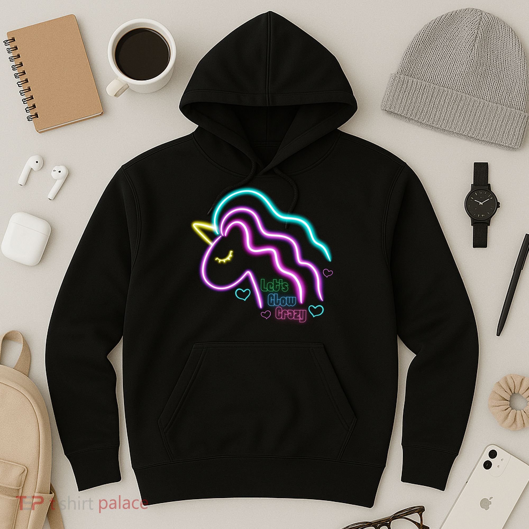 Let's Glow Crazy Unicorn Cute Hoodie