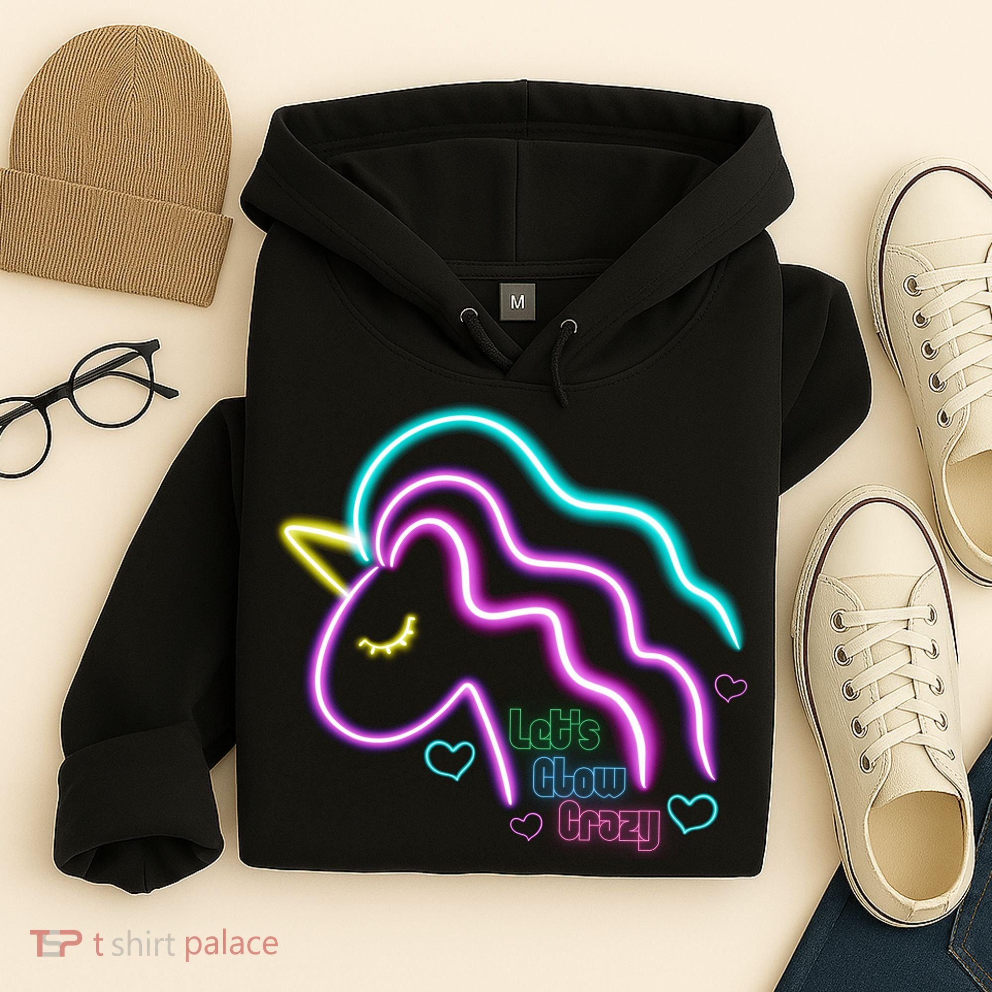 Let's Glow Crazy Unicorn Cute Hoodie