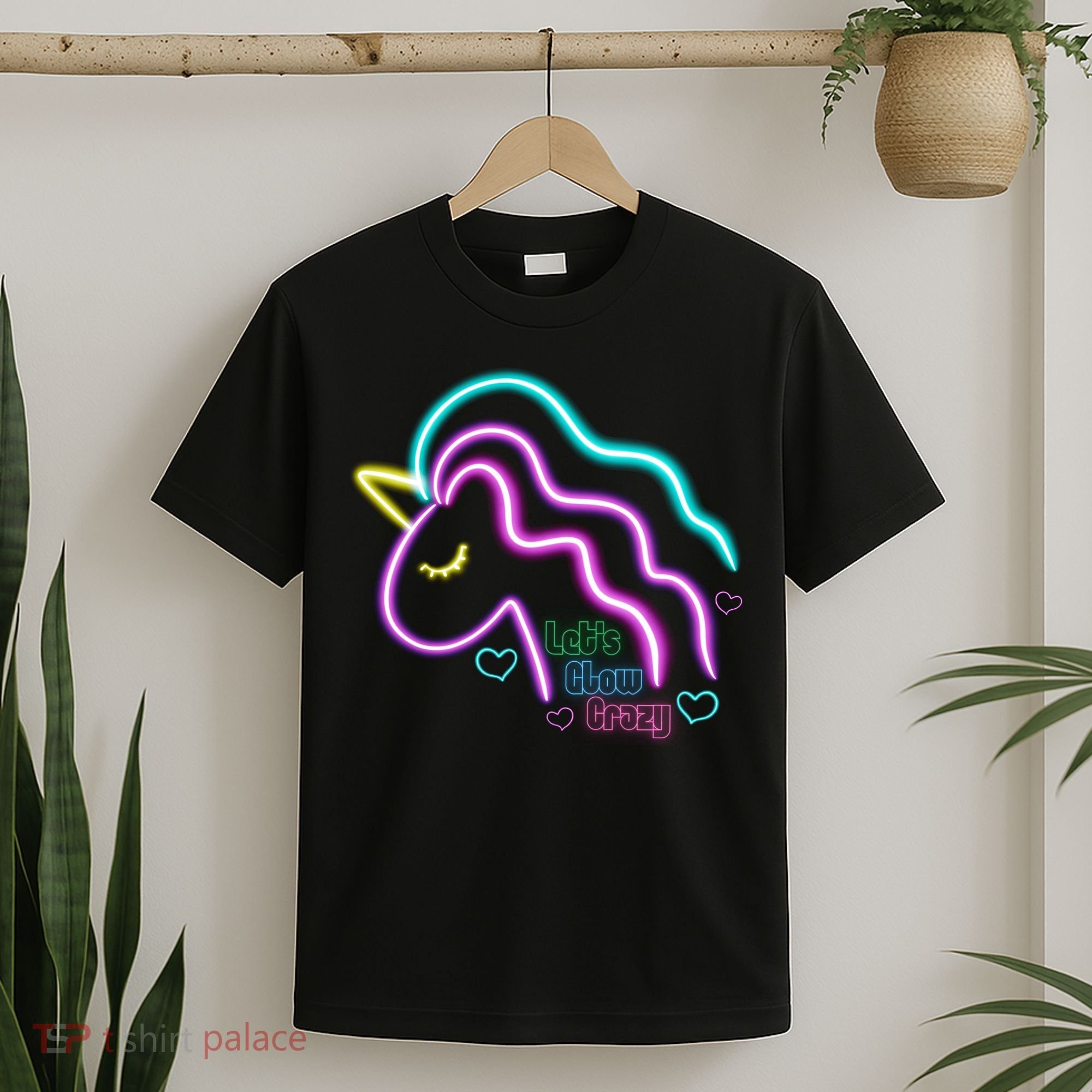 Let's Glow Crazy Unicorn Cute T-Shirt