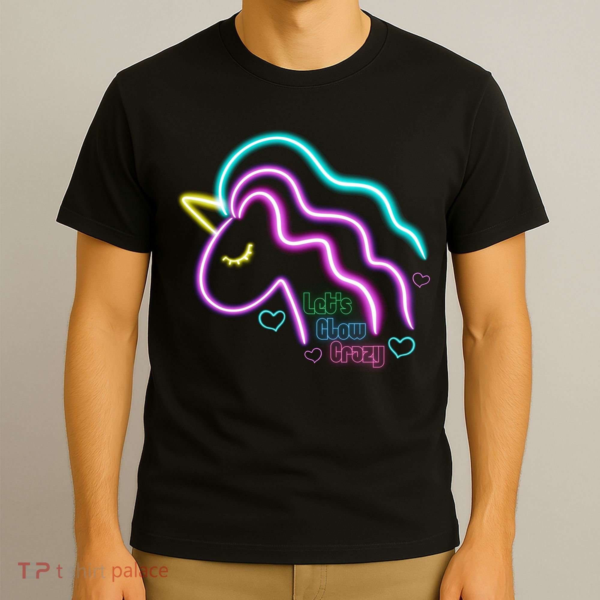Let's Glow Crazy Unicorn Cute T-Shirt