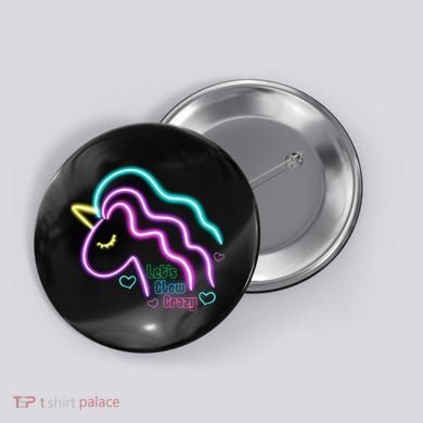 Let's Glow Crazy Unicorn Cute Button