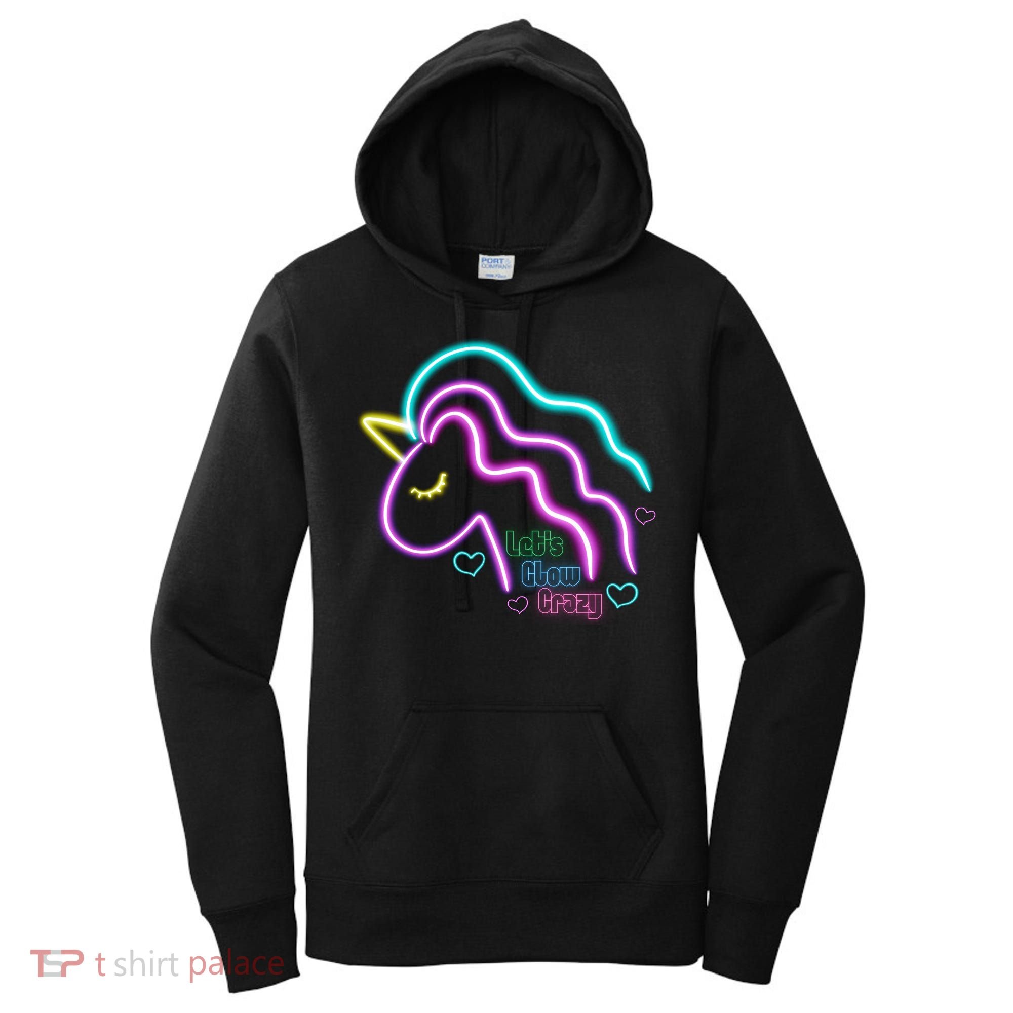 Let's Glow Crazy Unicorn Cute Women's Hoodie