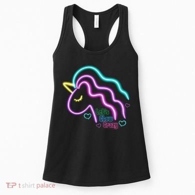 Let's Glow Crazy Unicorn Cute Women's Tank Top
