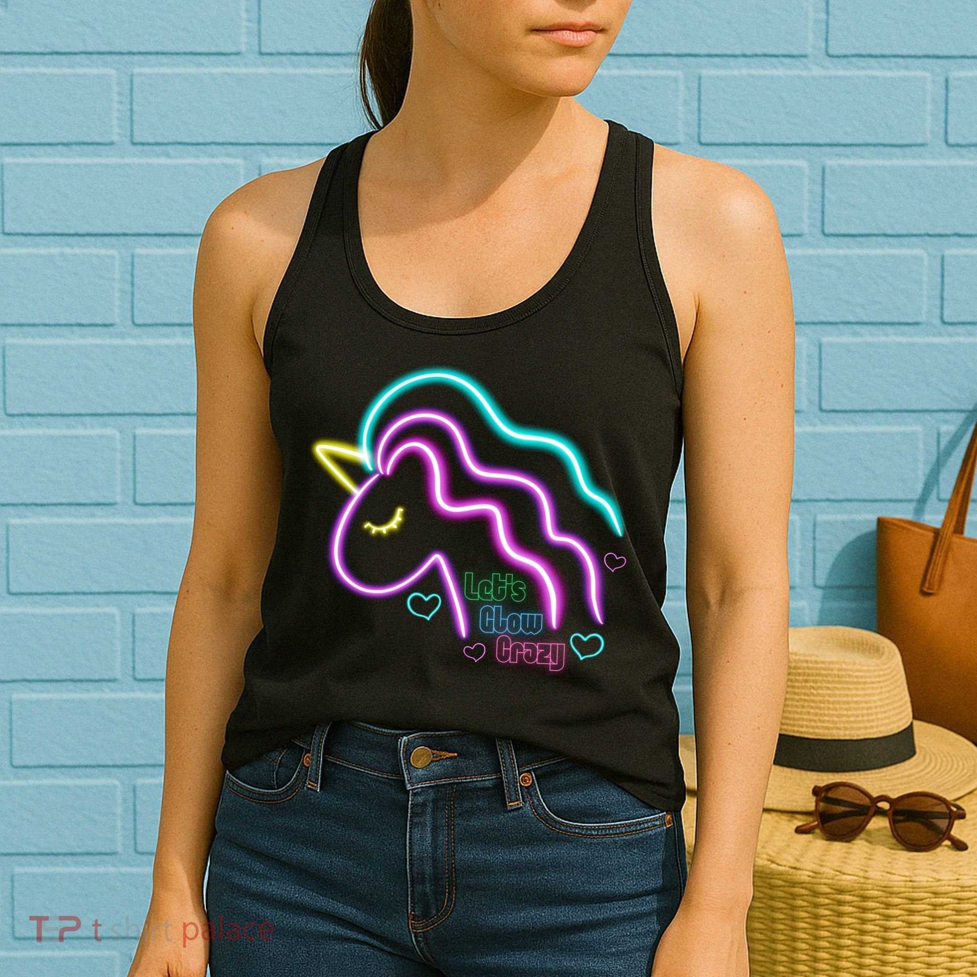 Let's Glow Crazy Unicorn Cute Women's Tank Top