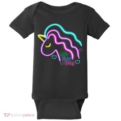 Let's Glow Crazy Unicorn Cute Baby Bodysuit