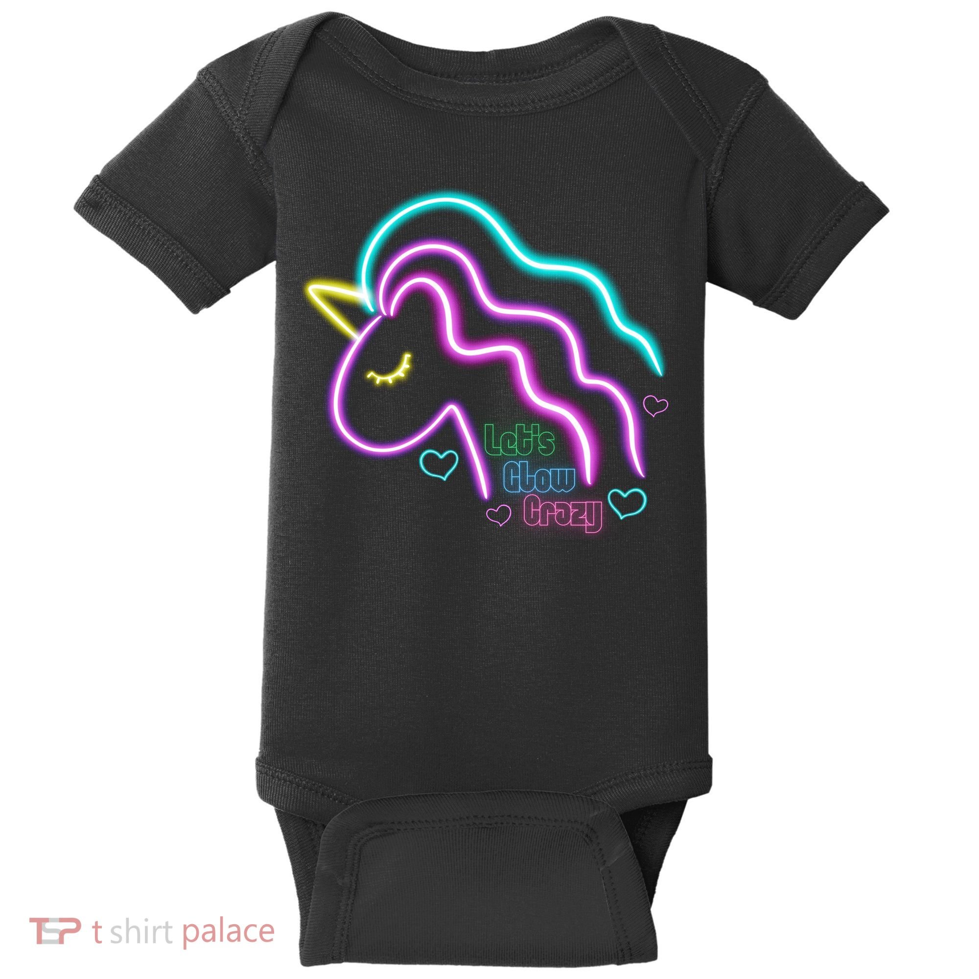 Let's Glow Crazy Unicorn Cute Baby Bodysuit