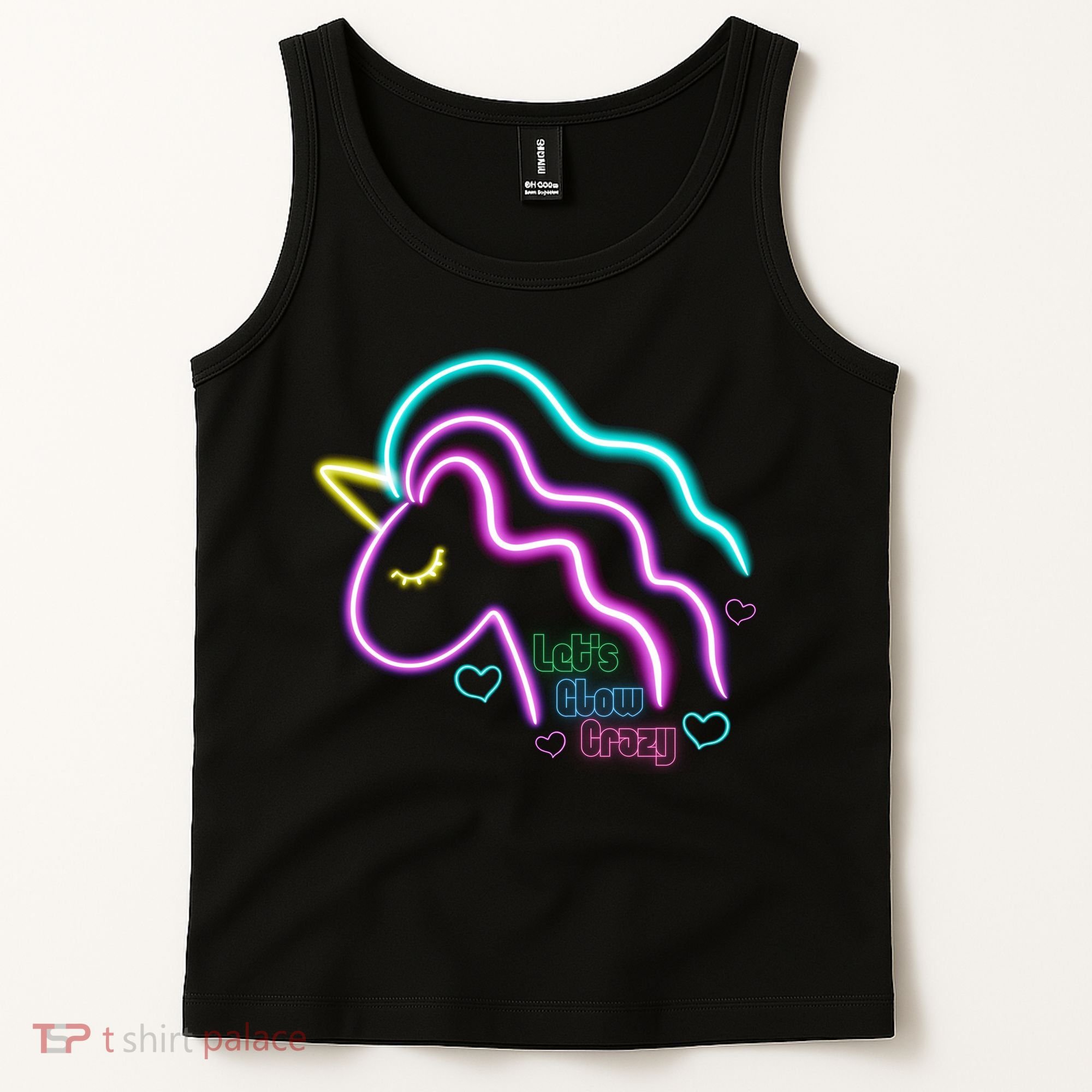 Let's Glow Crazy Unicorn Cute Tank Top