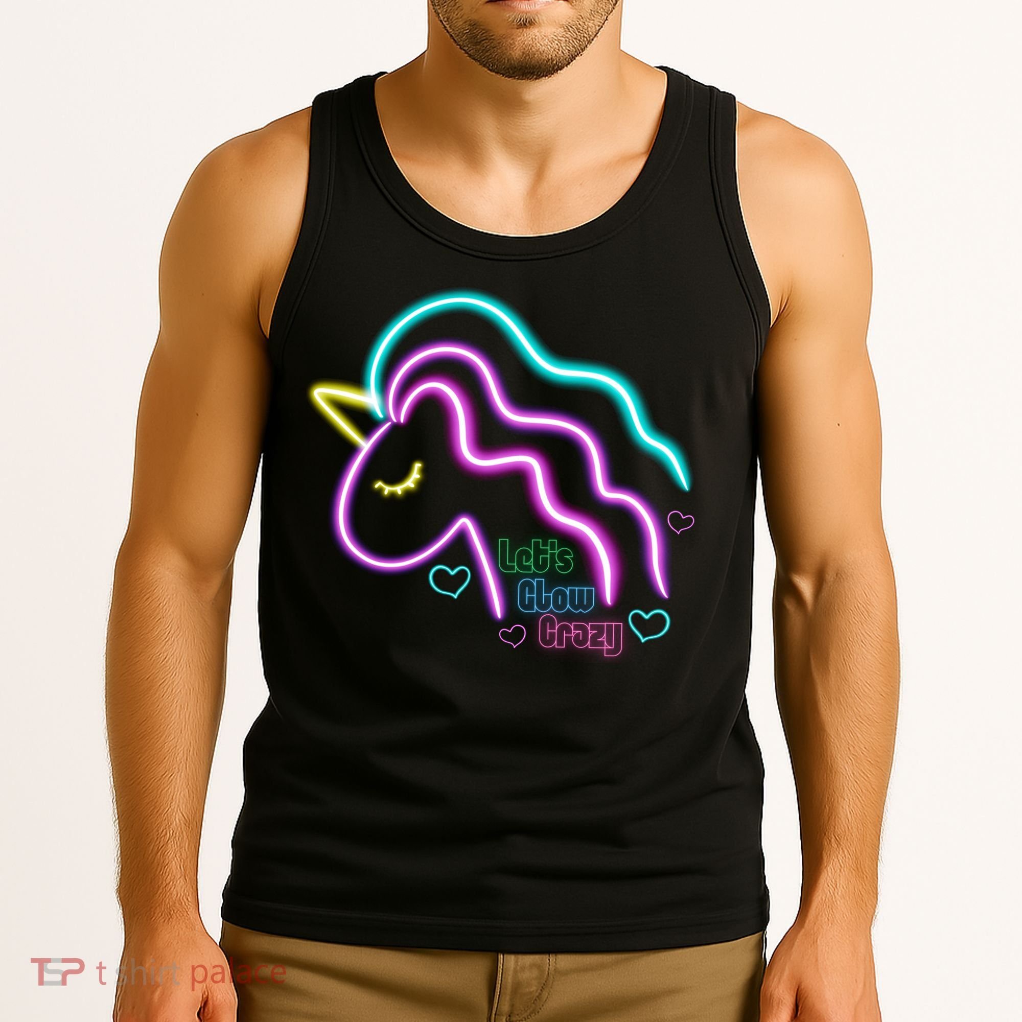 Let's Glow Crazy Unicorn Cute Tank Top