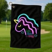 Let's Glow Crazy Unicorn Cute Golf Towel thumb 1