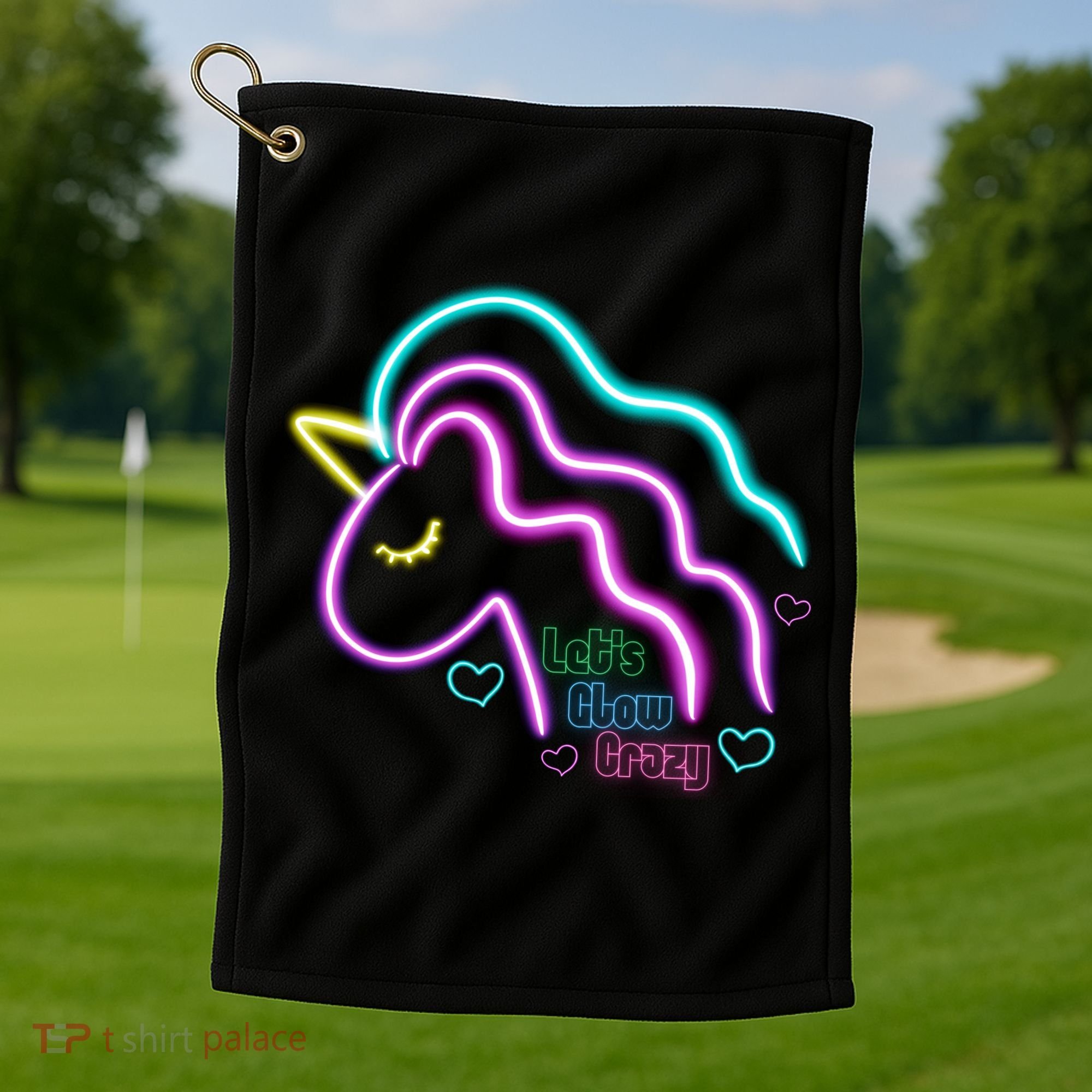 Let's Glow Crazy Unicorn Cute Golf Towel