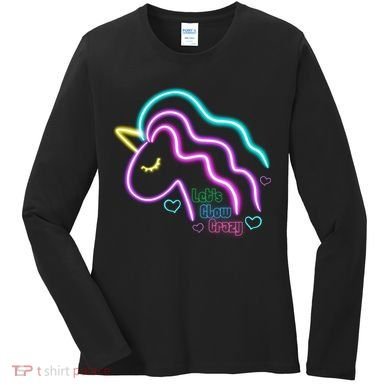 Let's Glow Crazy Unicorn Cute Women's Long Sleeve Shirt