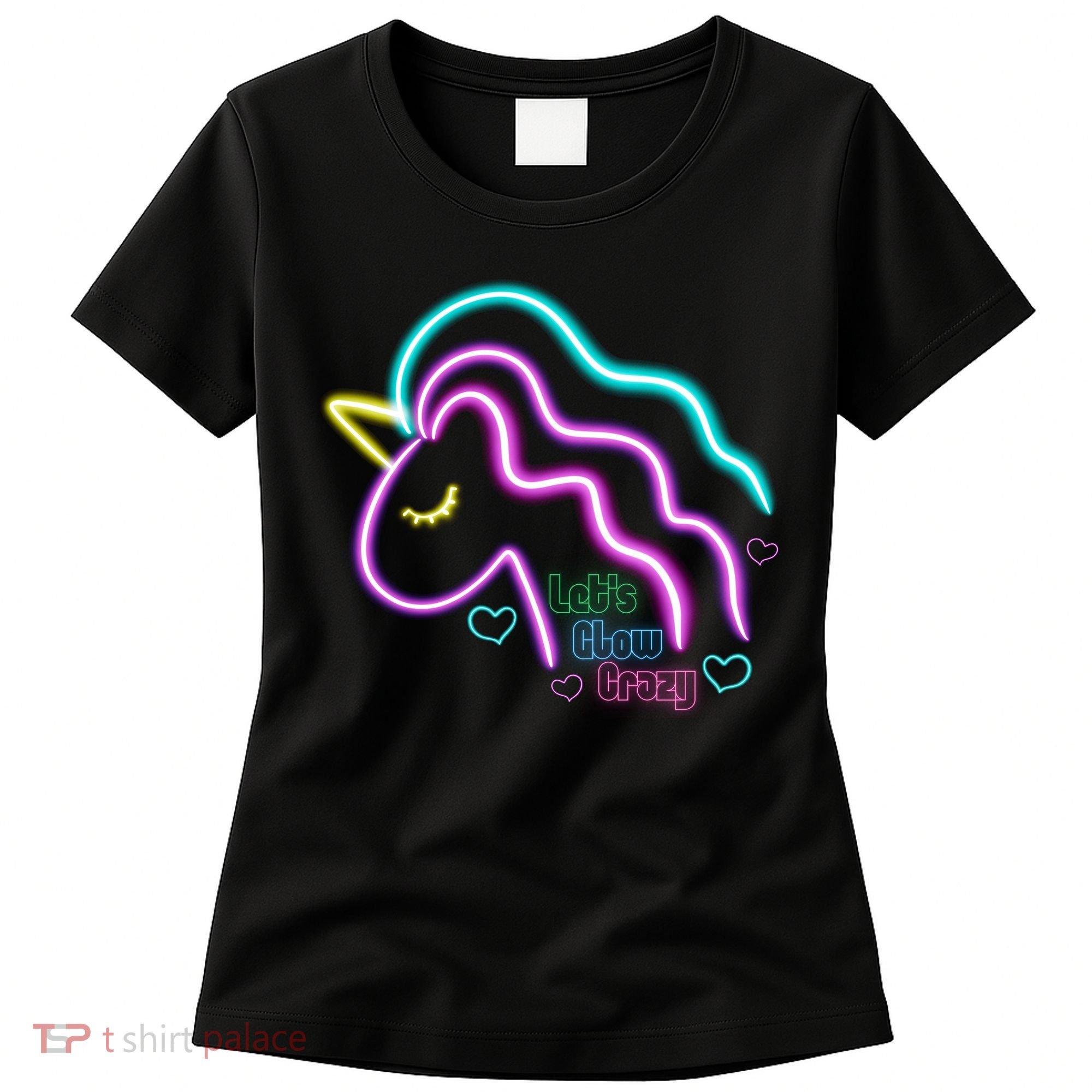 Let's Glow Crazy Unicorn Cute Women's T-Shirt