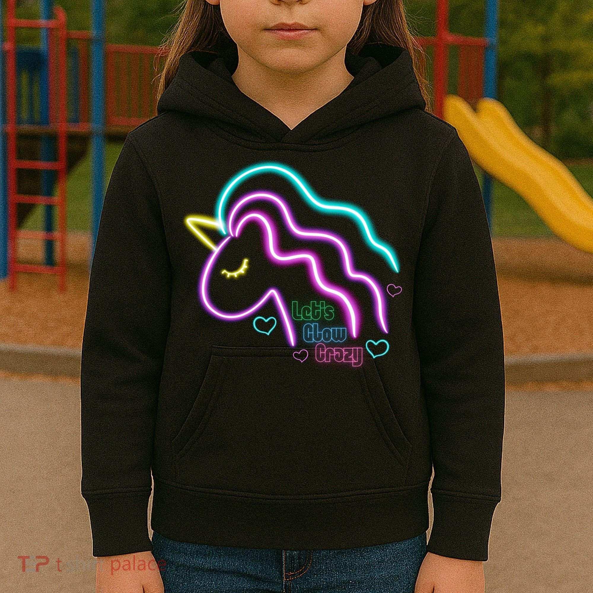 Let's Glow Crazy Unicorn Cute Kids Hoodie