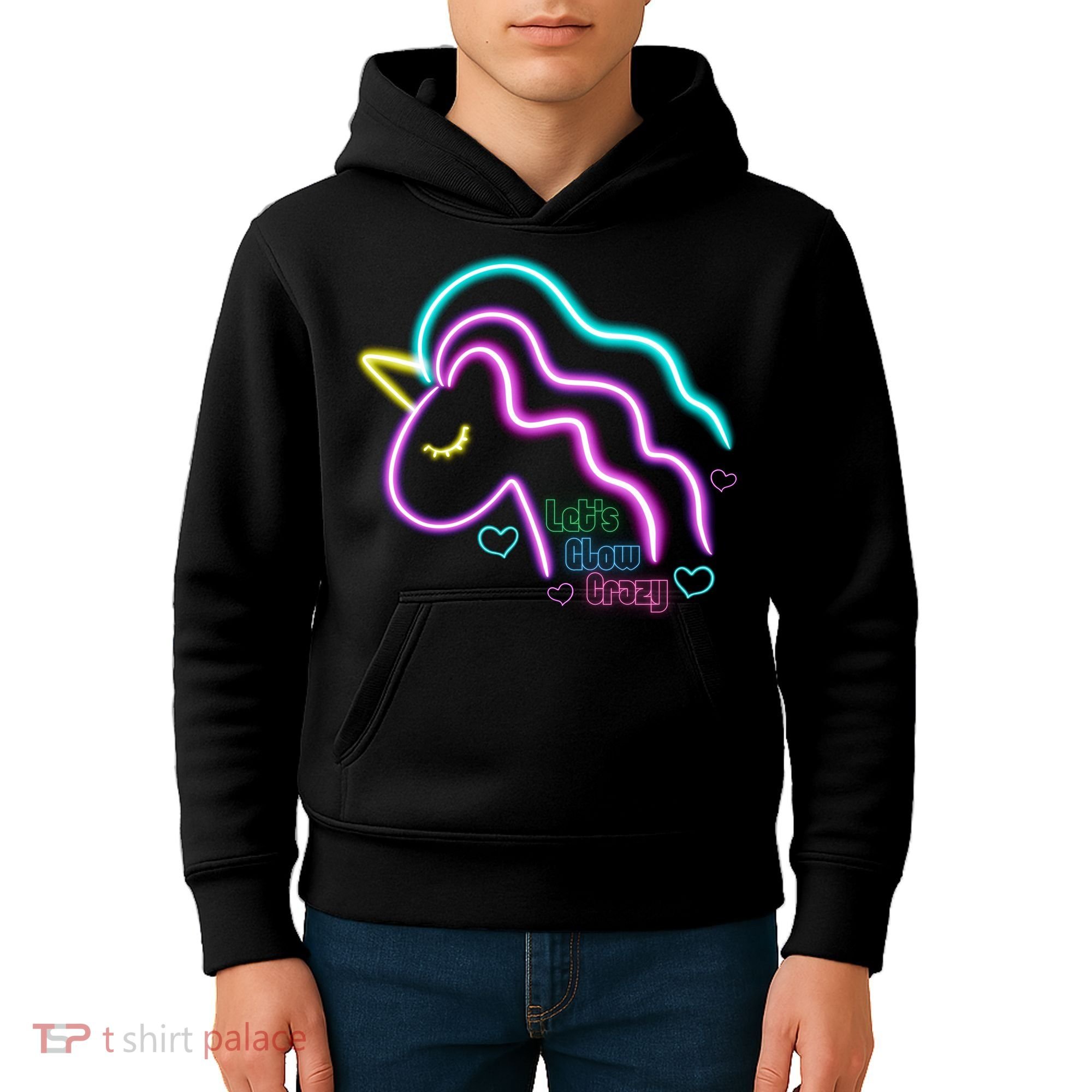 Let's Glow Crazy Unicorn Cute Kids Hoodie