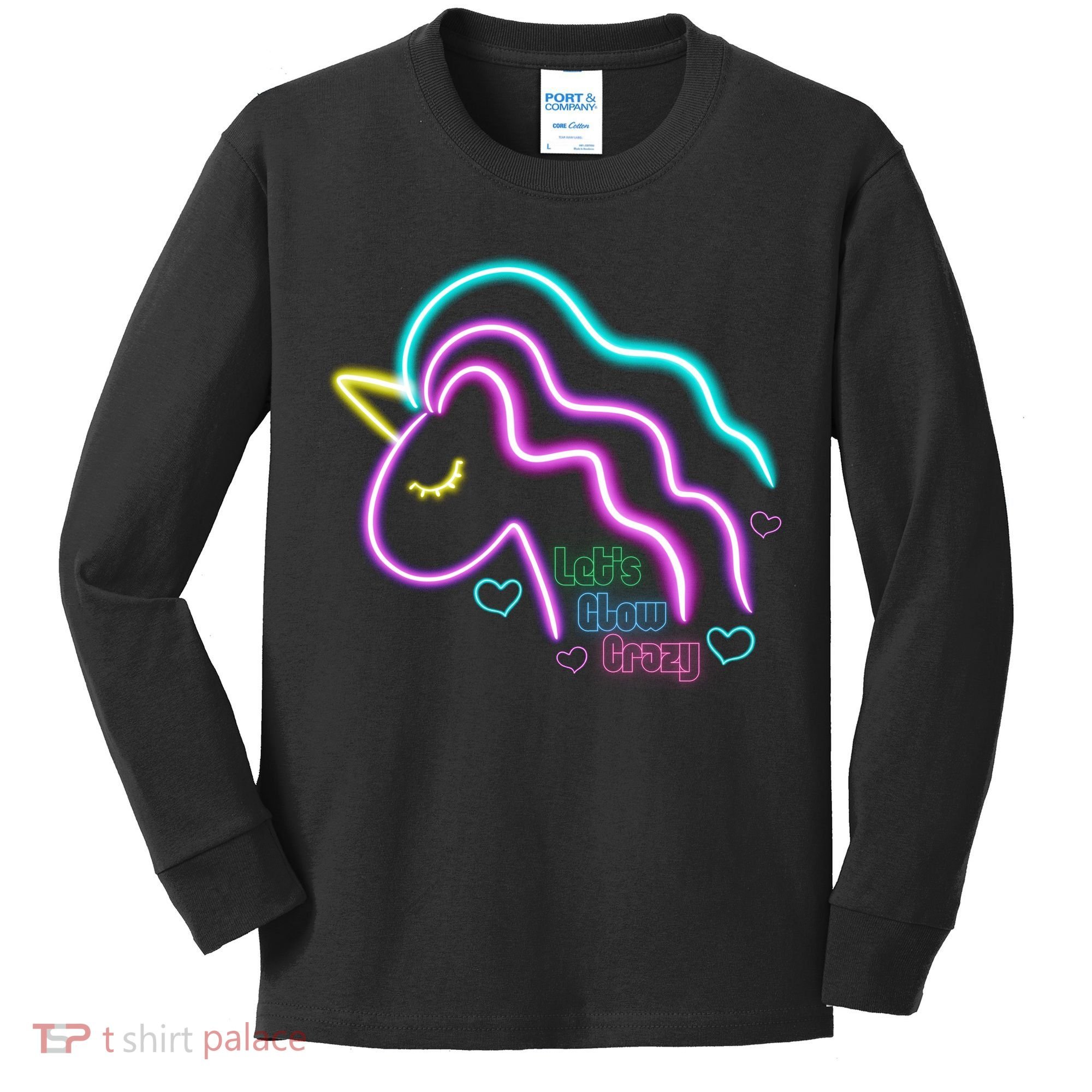 Let's Glow Crazy Unicorn Cute Kids Long Sleeve Shirt