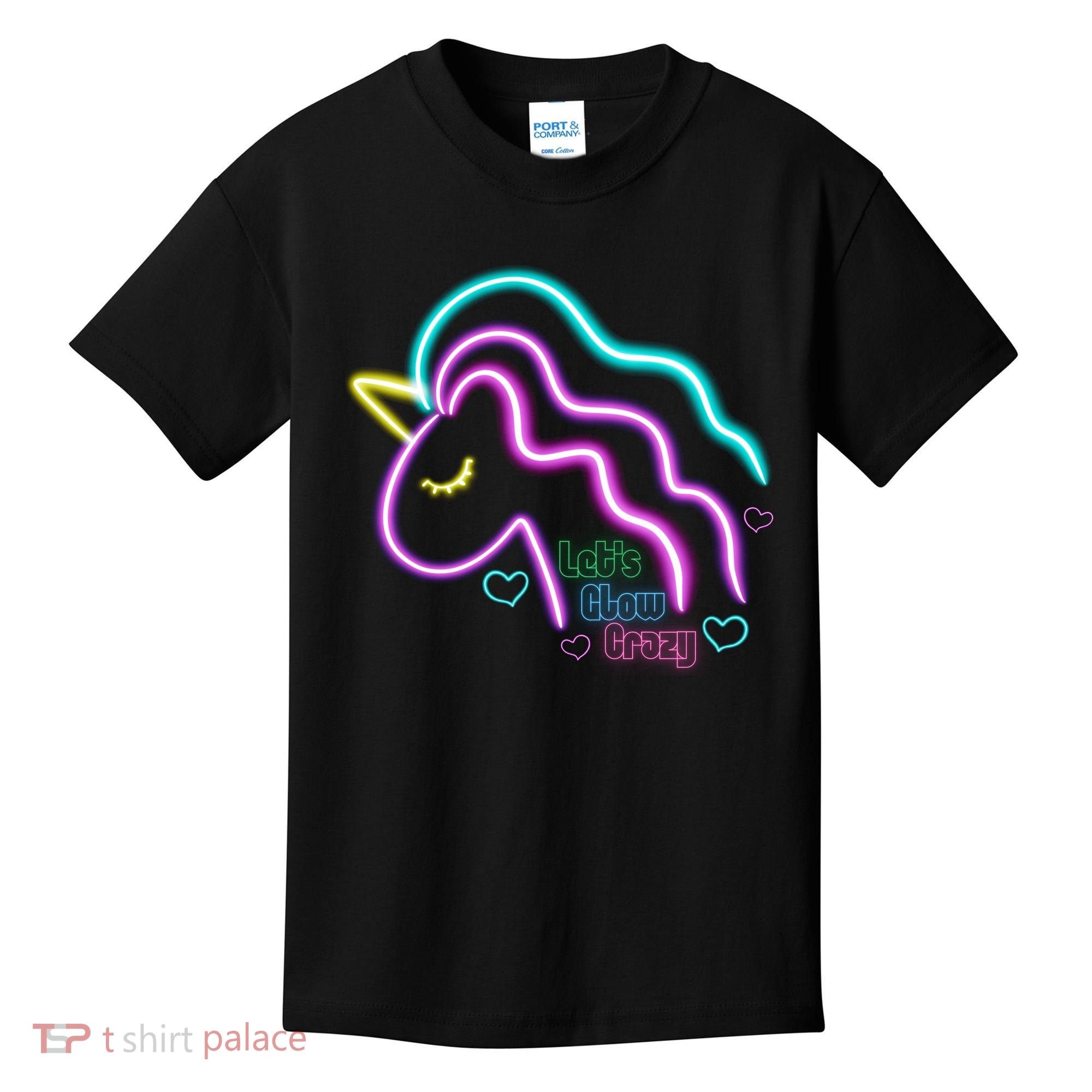 Let's Glow Crazy Unicorn Cute Kids T-Shirt