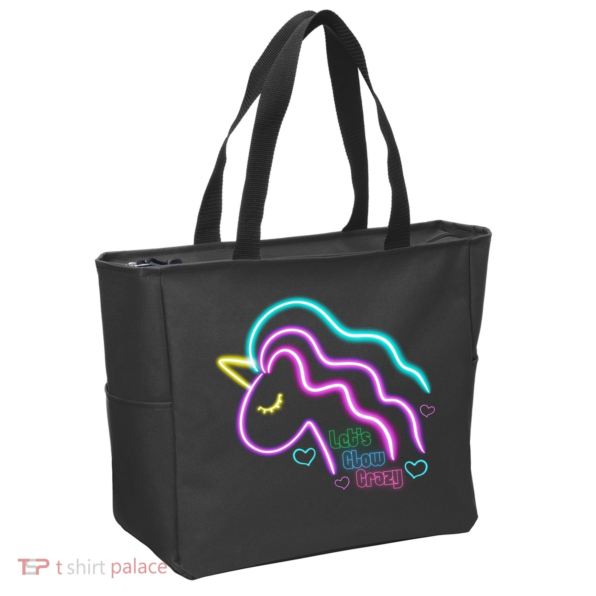 Let's Glow Crazy Unicorn Cute Tote Bag