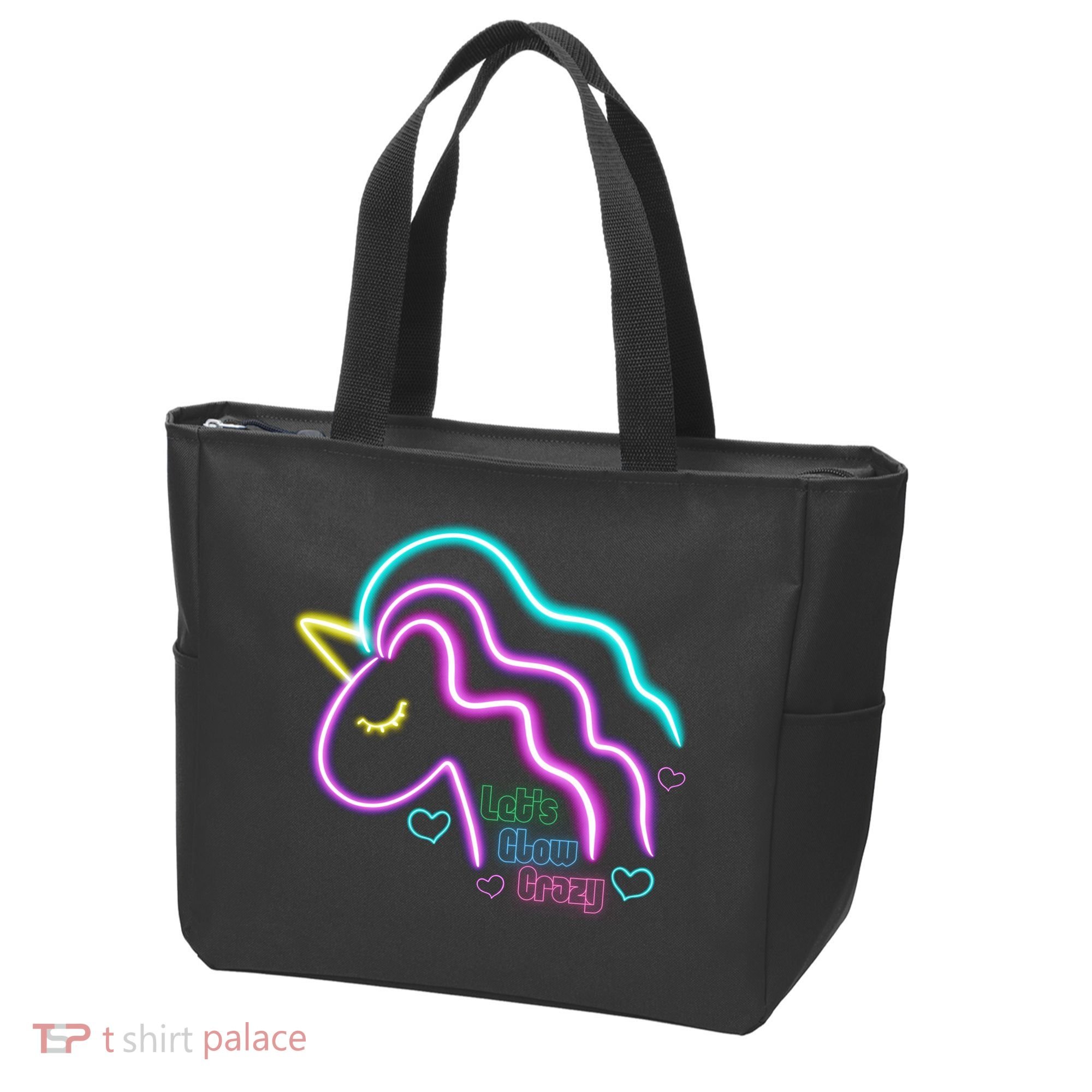 Let's Glow Crazy Unicorn Cute Tote Bag
