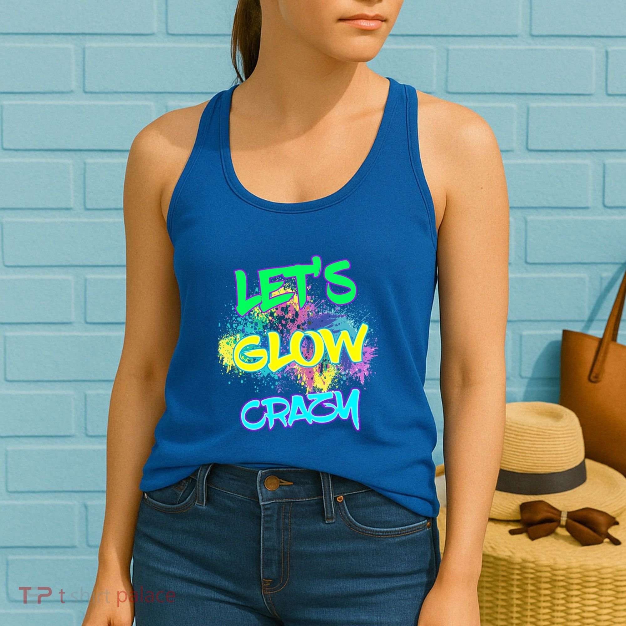 Let's Glow Crazy Glow Party 80s Retro Costume Party Lover Cute Gift Women's Tank Top