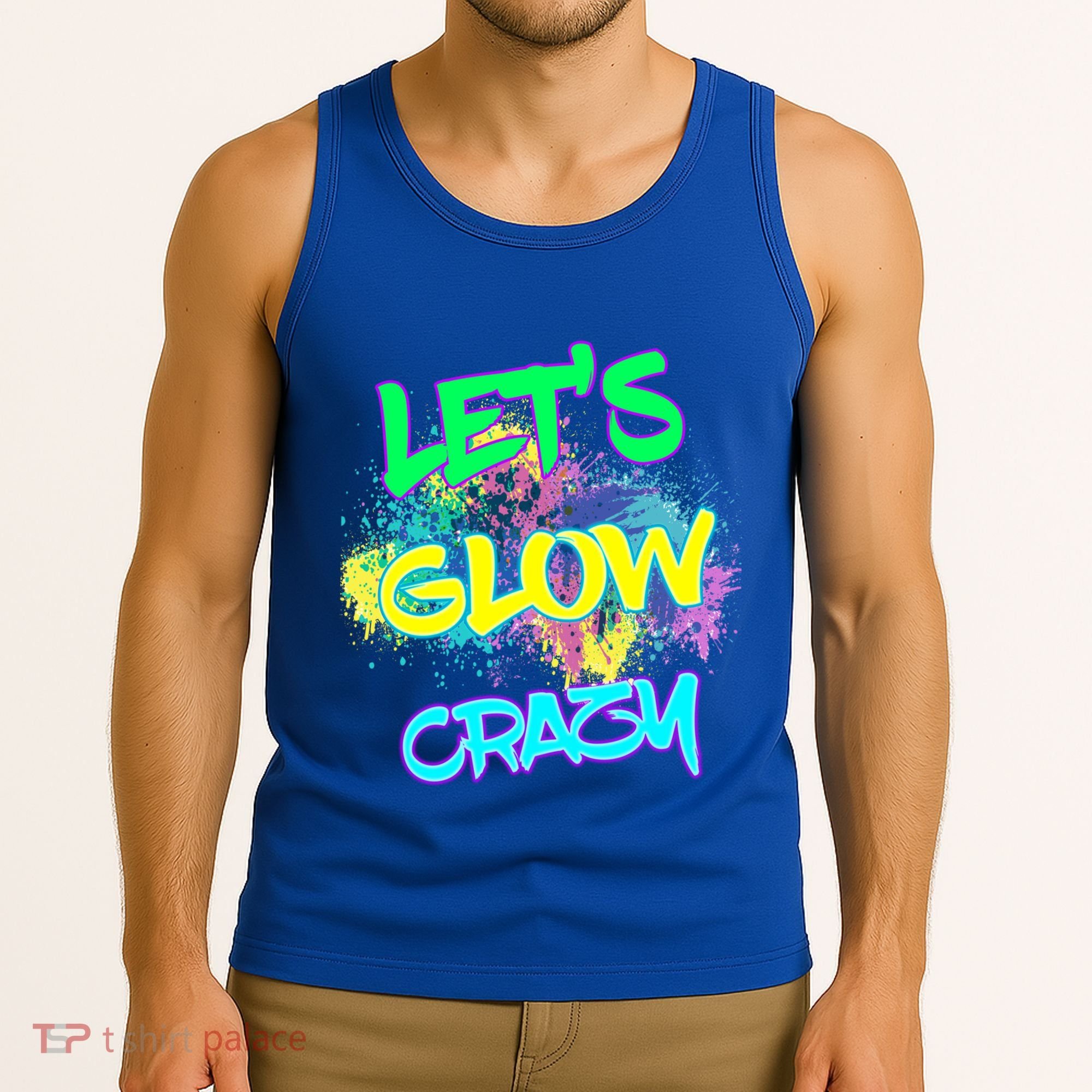 Let's Glow Crazy Glow Party 80s Retro Costume Party Lover Cute Gift Tank Top