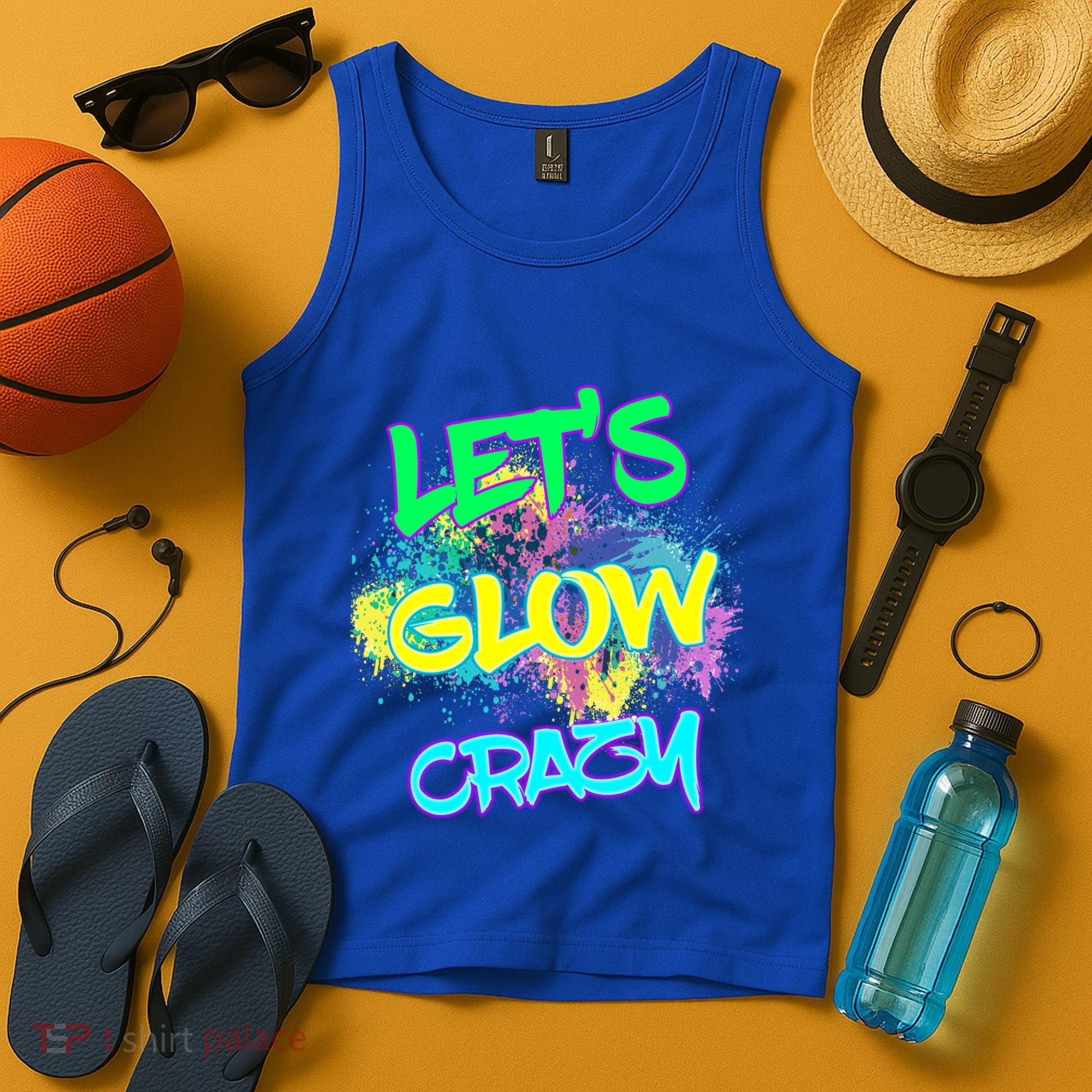 Let's Glow Crazy Glow Party 80s Retro Costume Party Lover Cute Gift Tank Top