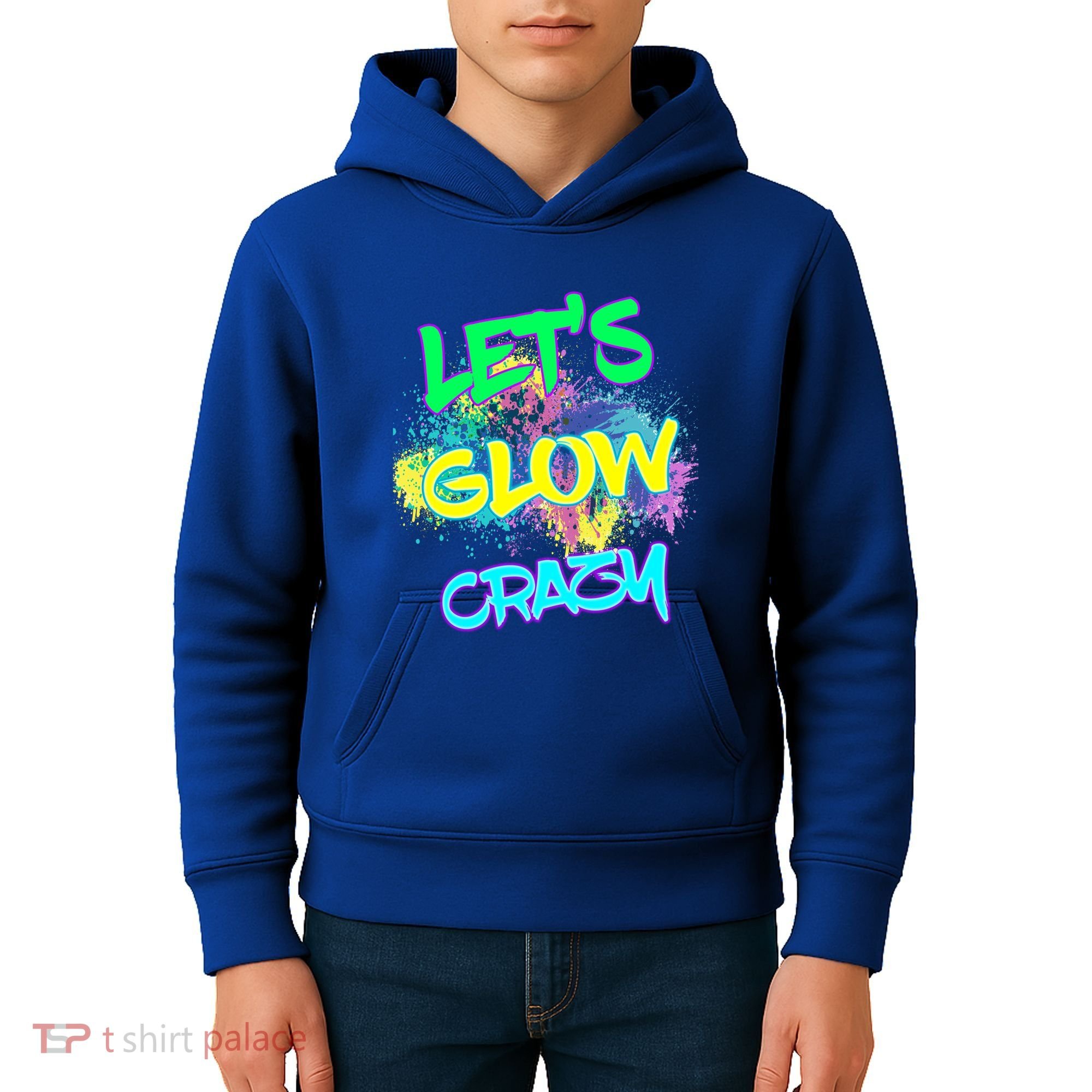 Let's Glow Crazy Glow Party 80s Retro Costume Party Lover Cute Gift Kids Hoodie