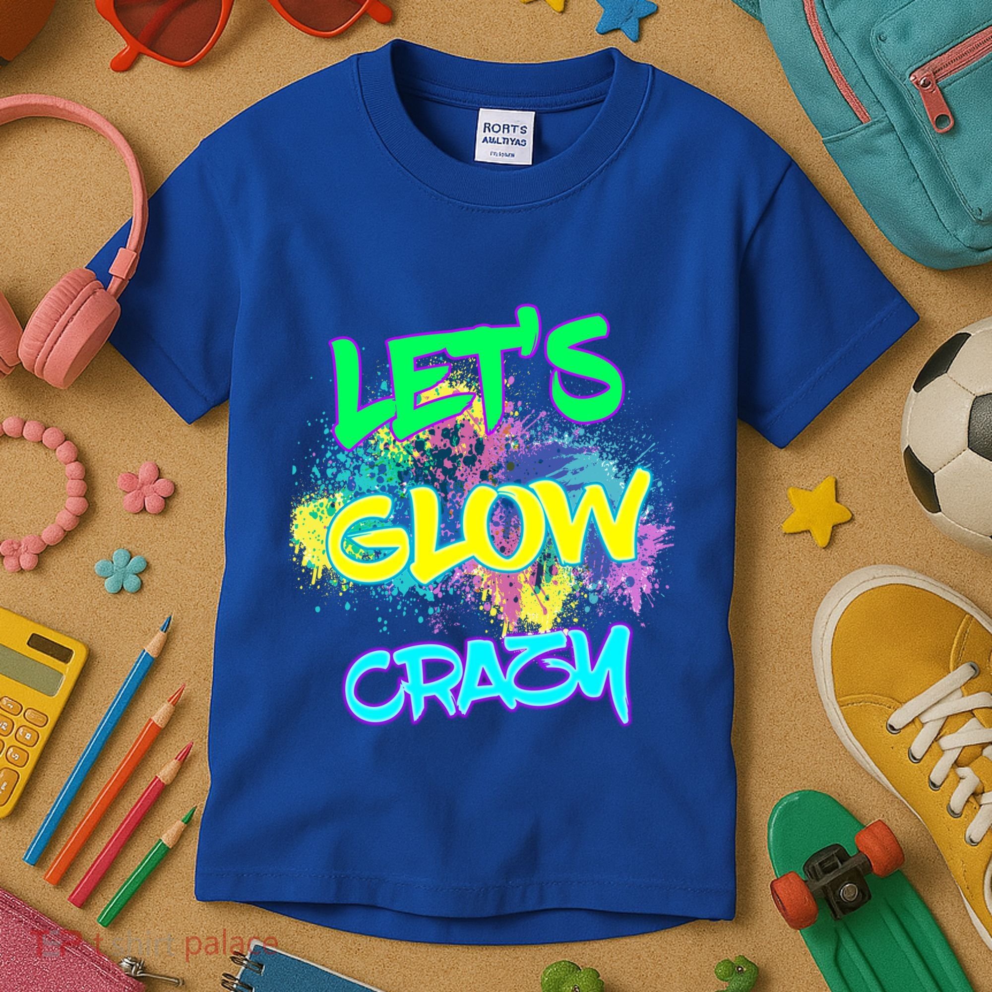 Let's Glow Crazy Glow Party 80s Retro Costume Party Lover Cute Gift Kids T-Shirt