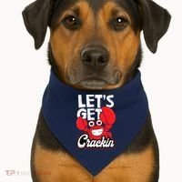 Let's Get Crackin Funny Crab Eater Seafood Lover Crab Boil USA-Made Doggie Bandana thumb 1