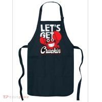 Let's Get Crackin Funny Crab Eater Seafood Lover Crab Boil Apron thumb 0