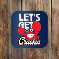 Let's Get Crackin Funny Crab Eater Seafood Lover Crab Boil Coaster thumb 0