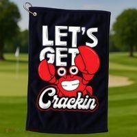 Let's Get Crackin Funny Crab Eater Seafood Lover Crab Boil Golf Towel thumb 1