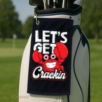 Let's Get Crackin Funny Crab Eater Seafood Lover Crab Boil Golf Towel thumb 2