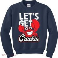 Let's Get Crackin Funny Crab Eater Seafood Lover Crab Boil Kids Sweatshirt thumb 0