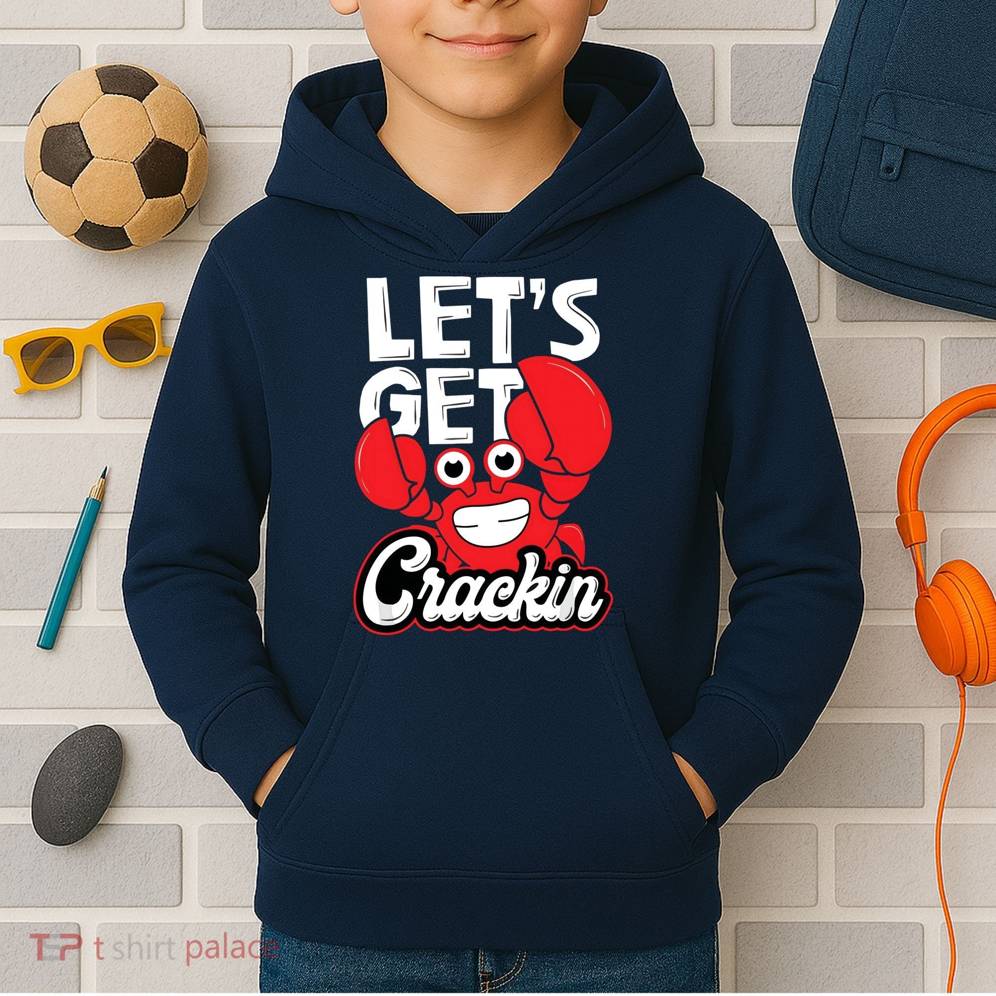Let's Get Crackin Funny Crab Eater Seafood Lover Crab Boil Kids Hoodie