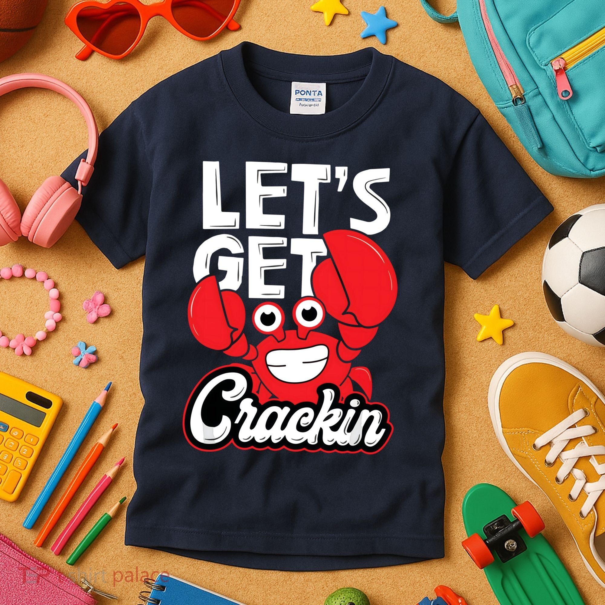 Let's Get Crackin Funny Crab Eater Seafood Lover Crab Boil Kids T-Shirt