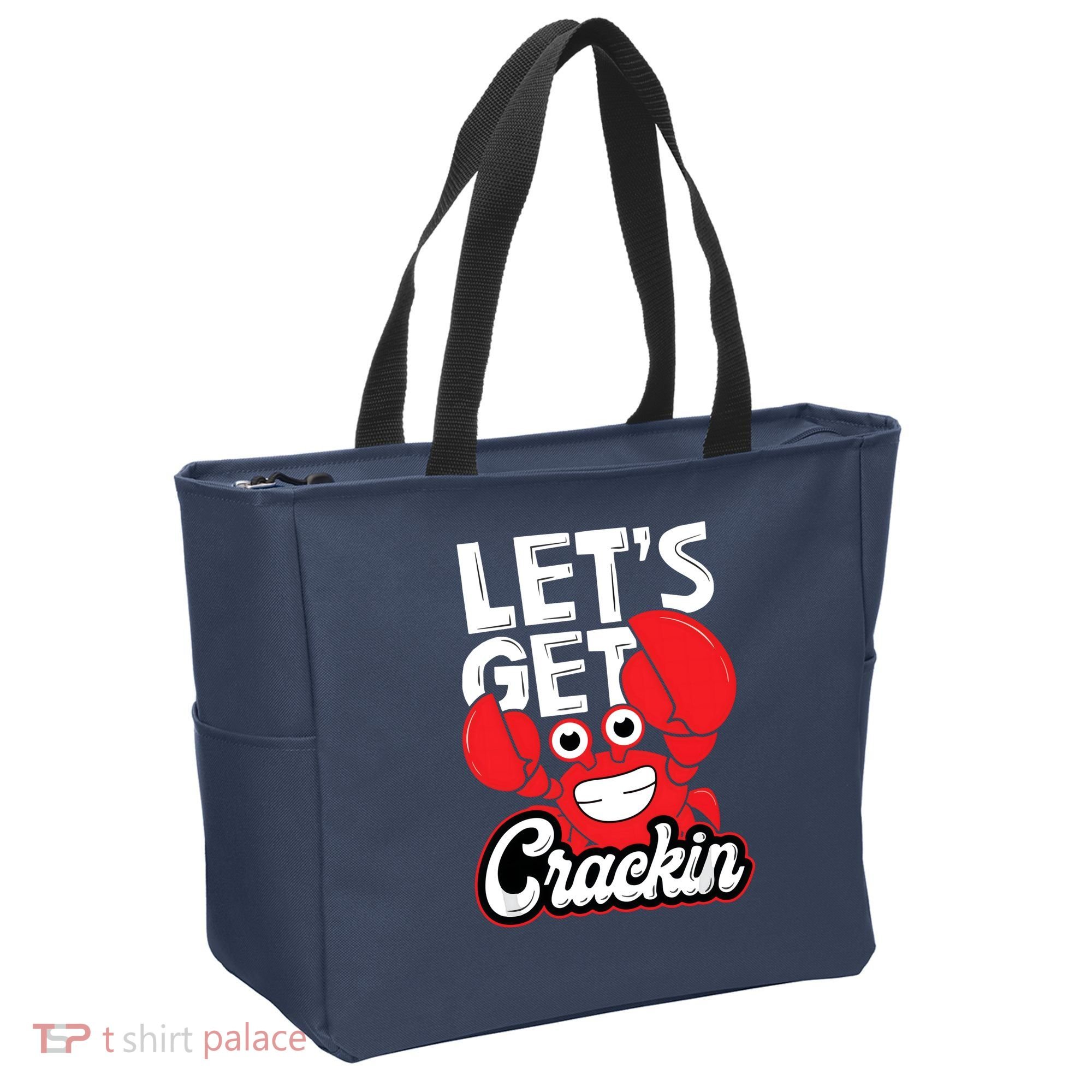 Let's Get Crackin Funny Crab Eater Seafood Lover Crab Boil Tote Bag