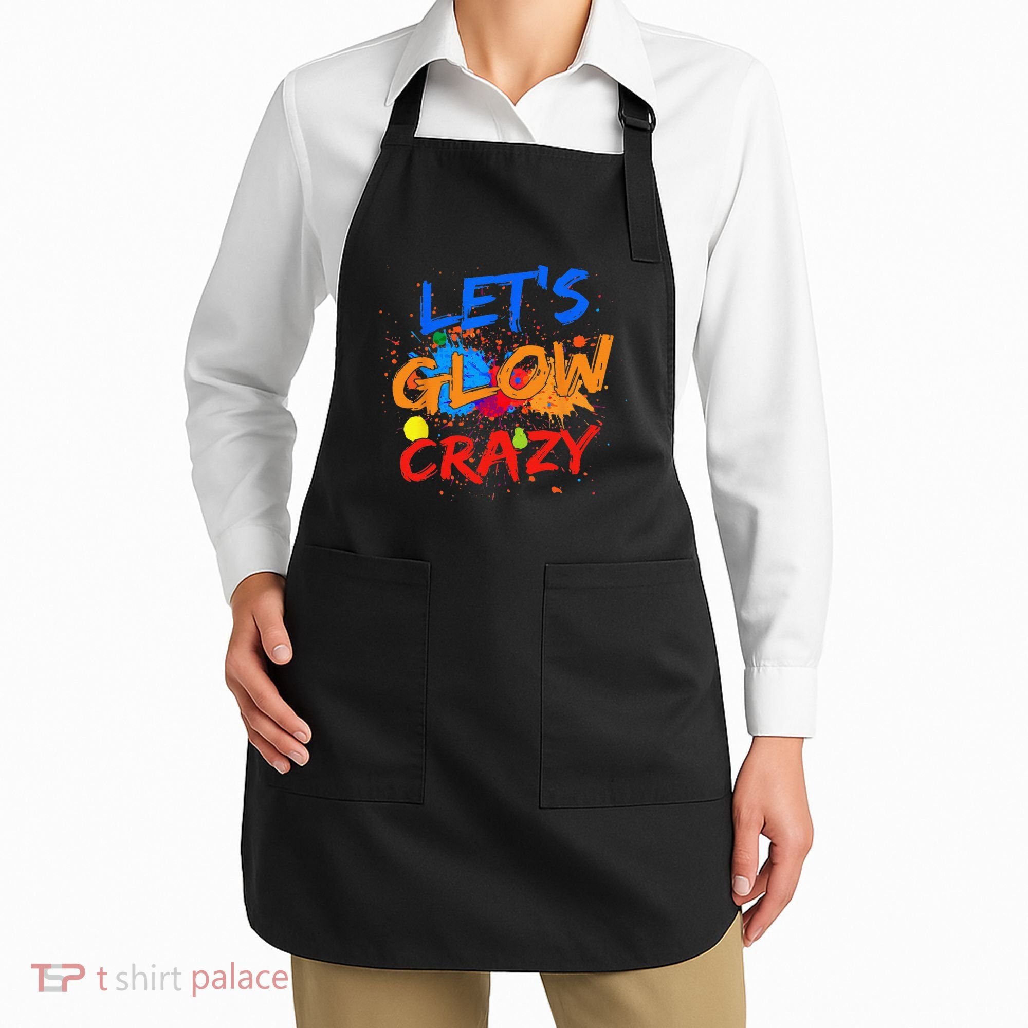 Let's Glow Crazy Glow Party 80s Retro Costume Party Lover Apron
