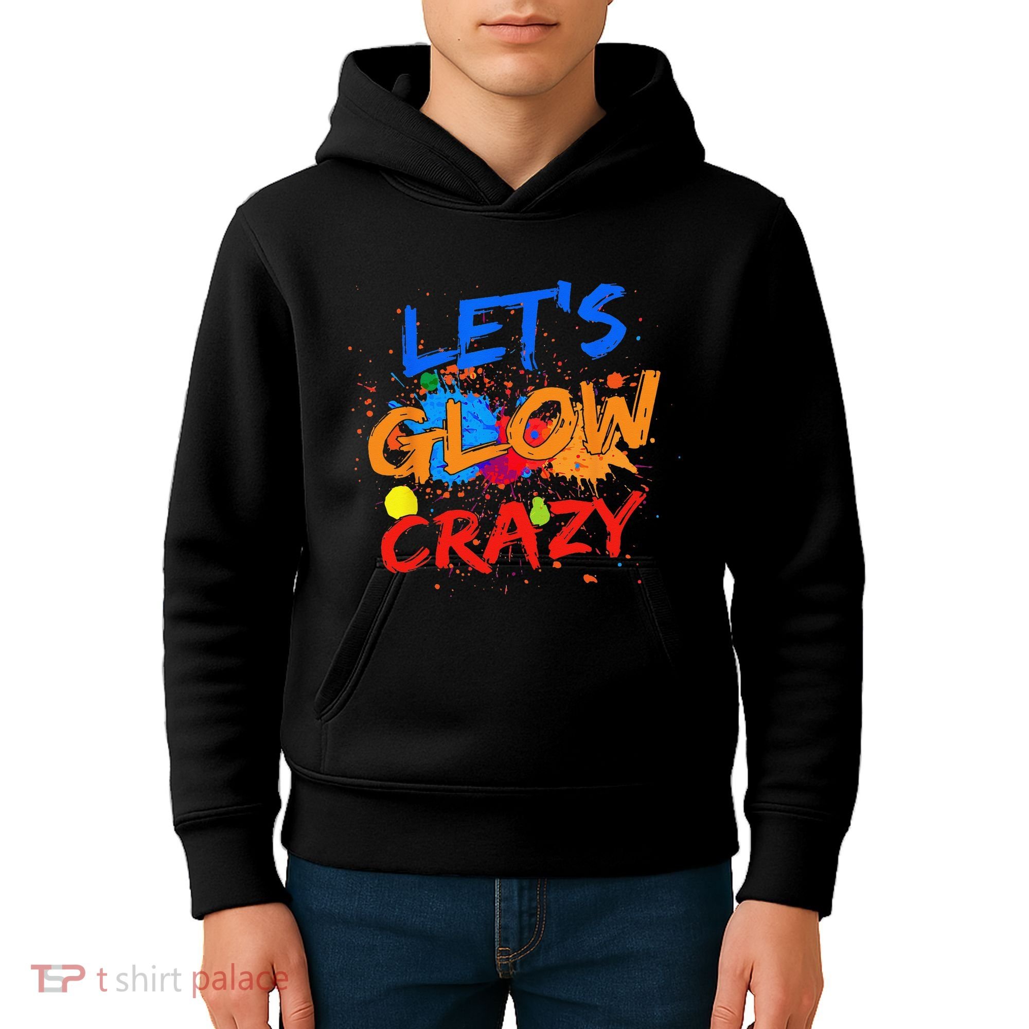 Let's Glow Crazy Glow Party 80s Retro Costume Party Lover Kids Hoodie