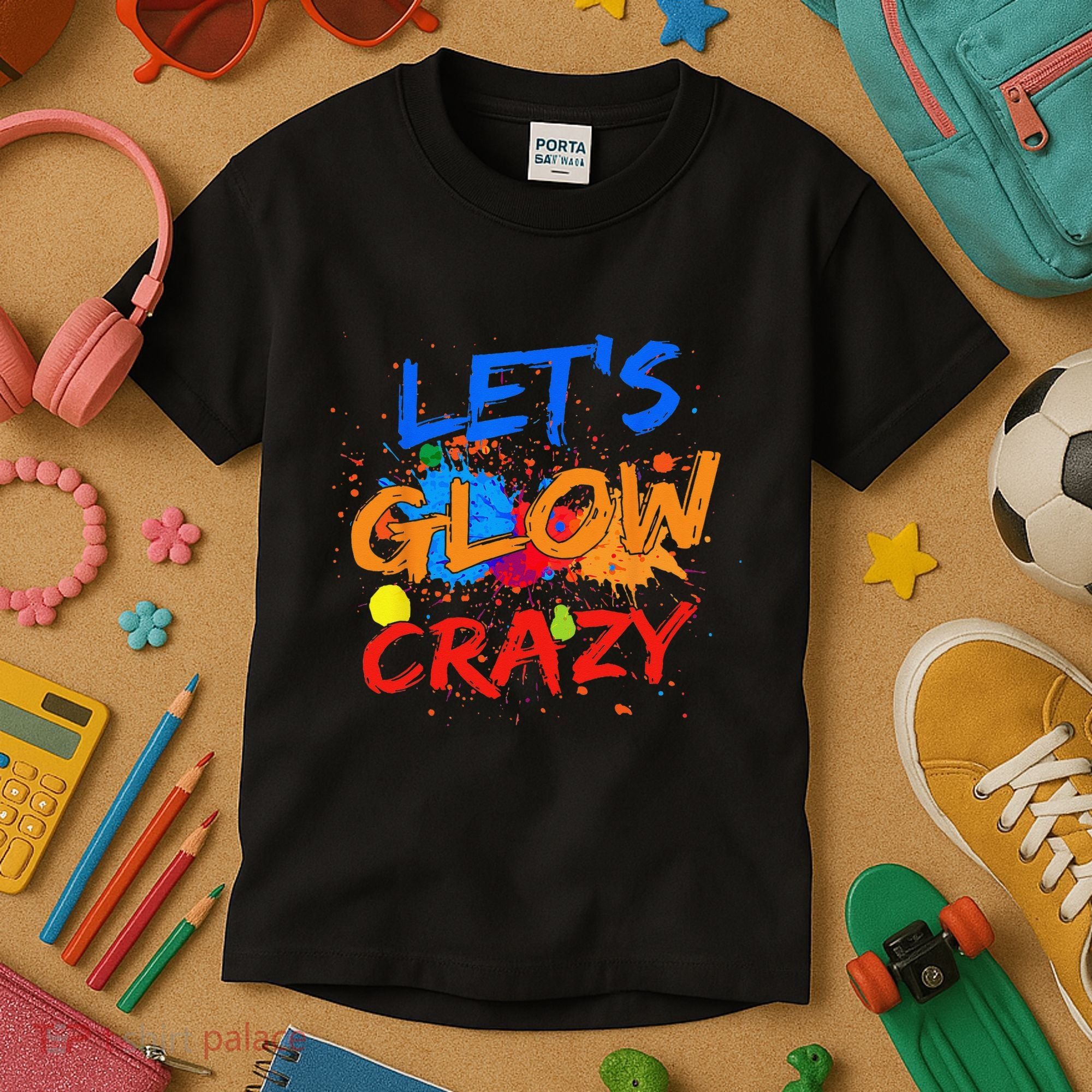 Let's Glow Crazy Glow Party 80s Retro Costume Party Lover Kids T-Shirt