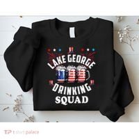 lake george drinking squad 4th of july usa flag beer Sweatshirt thumb 2