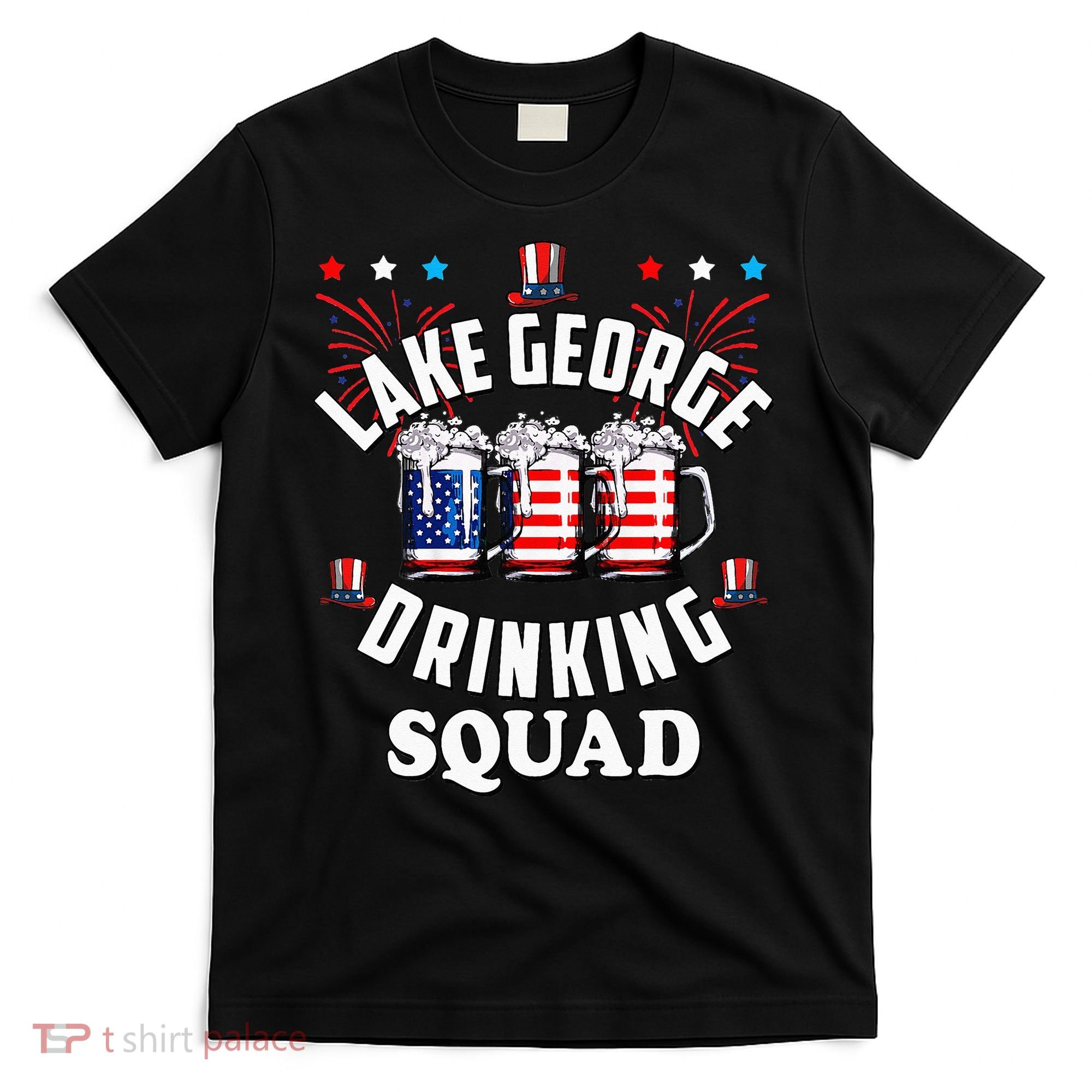 lake george drinking squad 4th of july usa flag beer T-Shirt