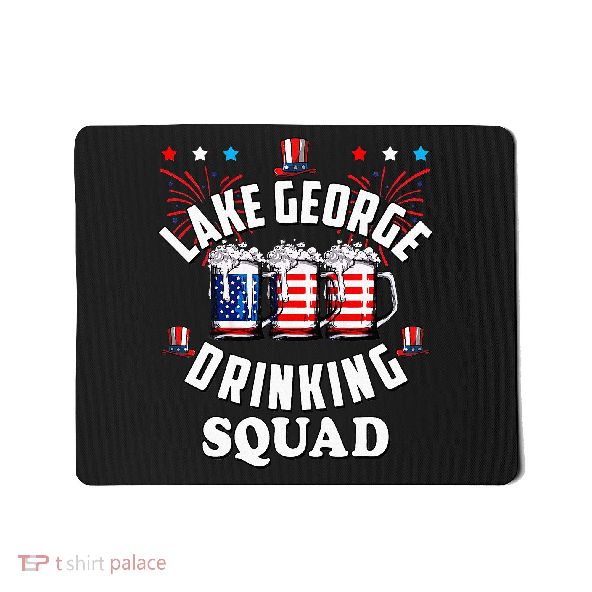 lake george drinking squad 4th of july usa flag beer Mousepad