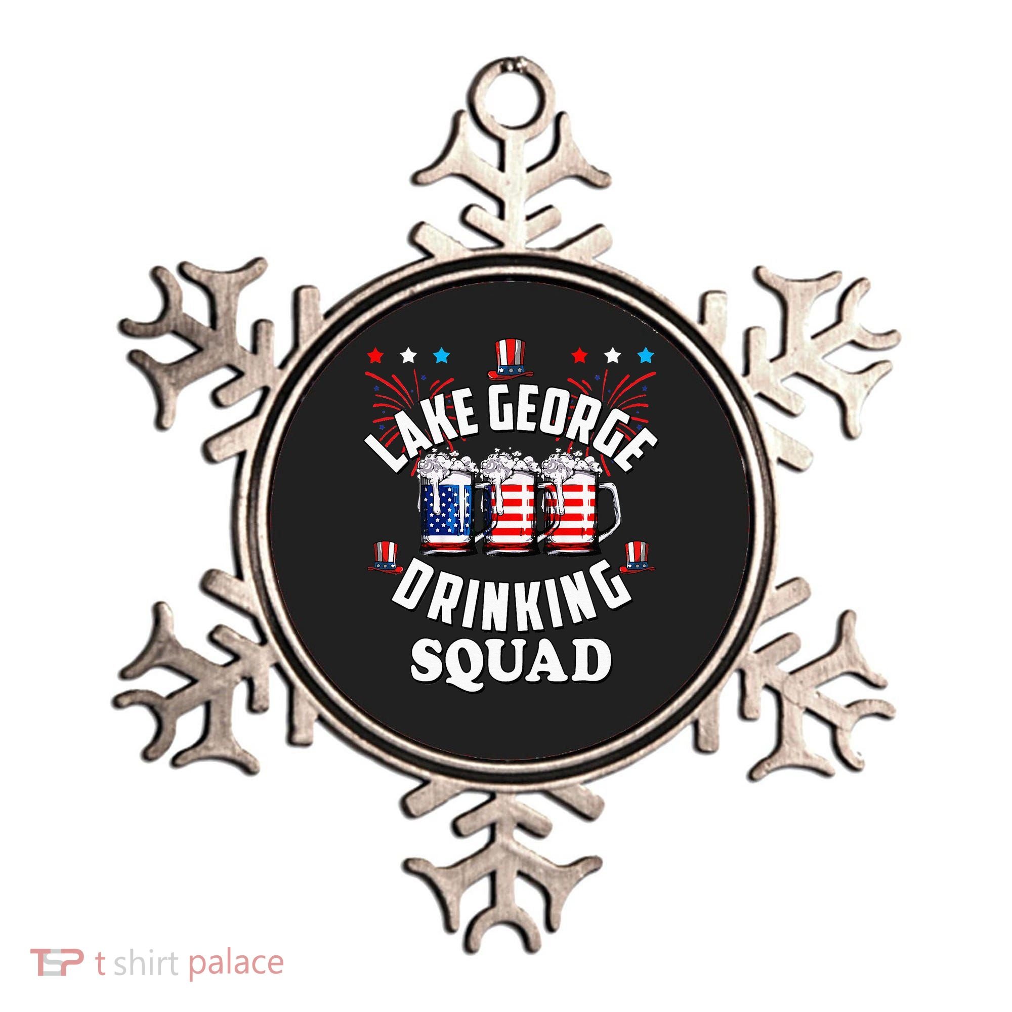 lake george drinking squad 4th of july usa flag beer Ornament