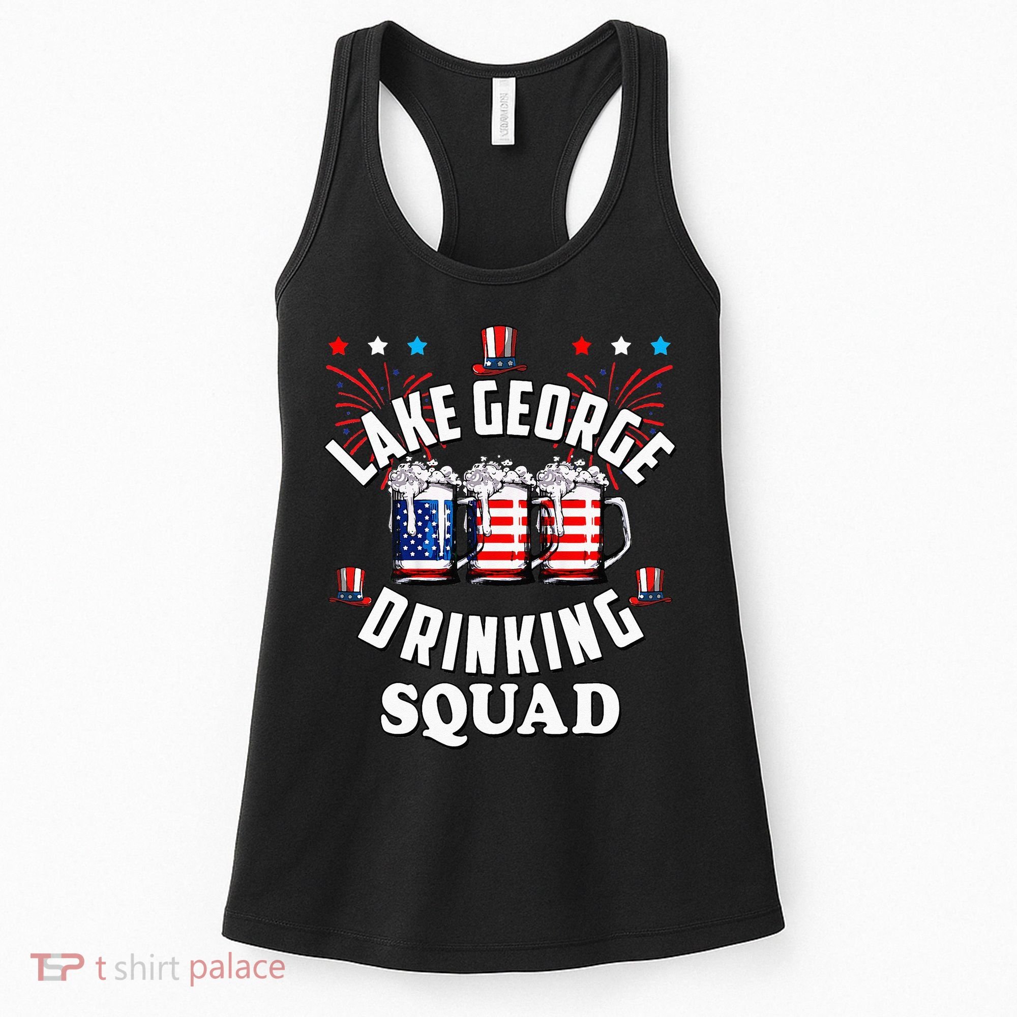lake george drinking squad 4th of july usa flag beer Women's Tank Top