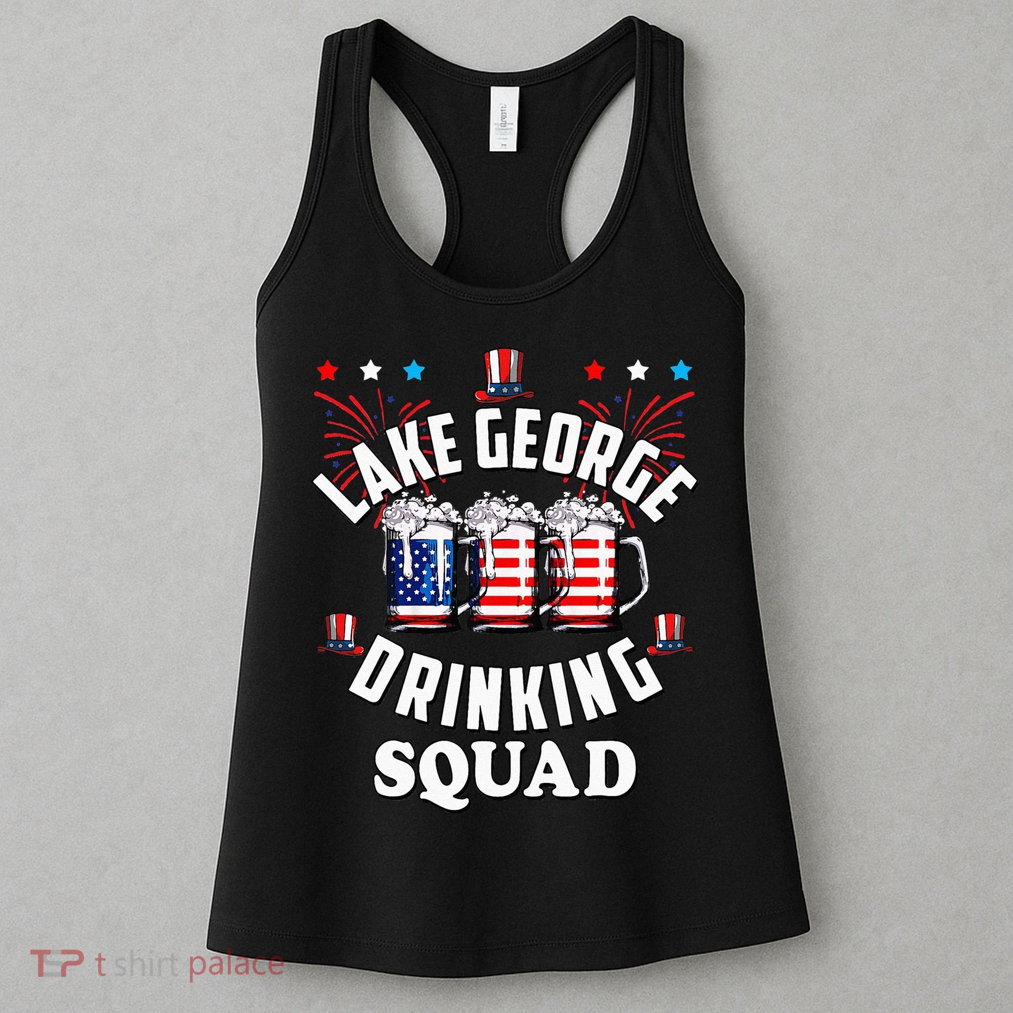 lake george drinking squad 4th of july usa flag beer Women's Tank Top