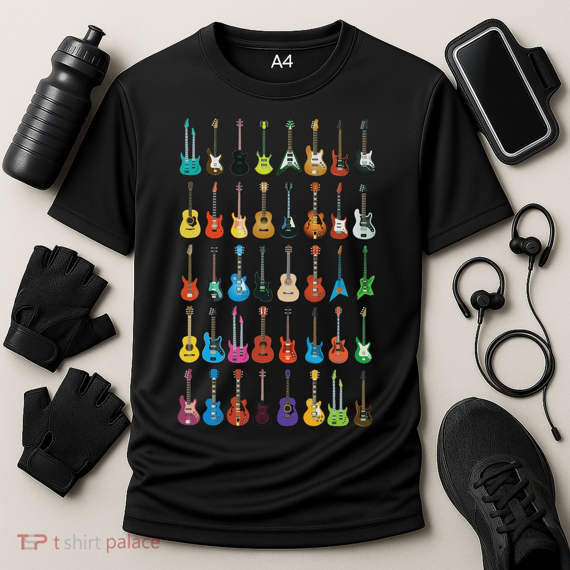 Love Guitar Different Guitars Music Lover Funny Gift Cooling Performance Crew T-Shirt