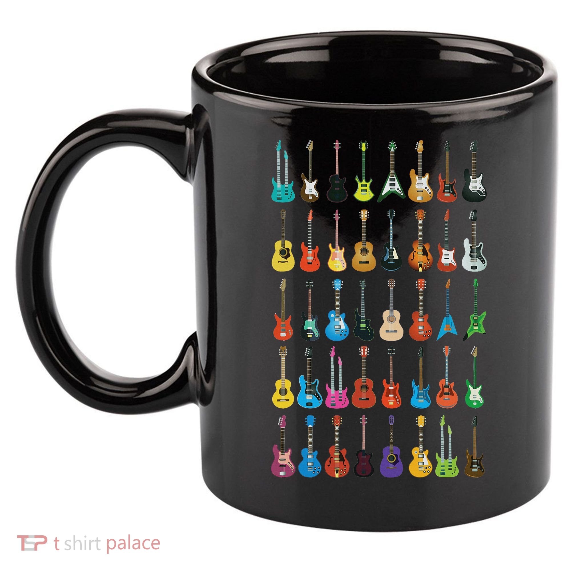 Love Guitar Different Guitars Music Lover Funny Gift 11oz C Handle Ceramic Mug