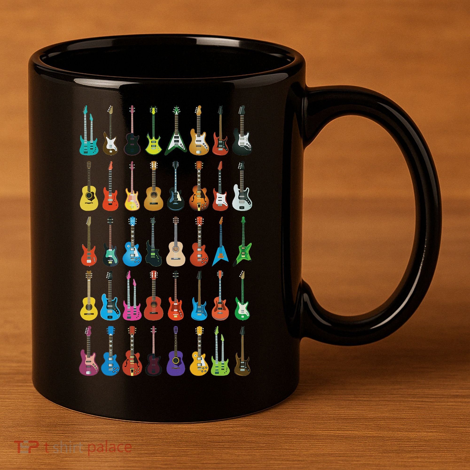 Love Guitar Different Guitars Music Lover Funny Gift 11oz C Handle Ceramic Mug