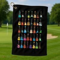 Love Guitar Different Guitars Music Lover Funny Gift Golf Towel thumb 1