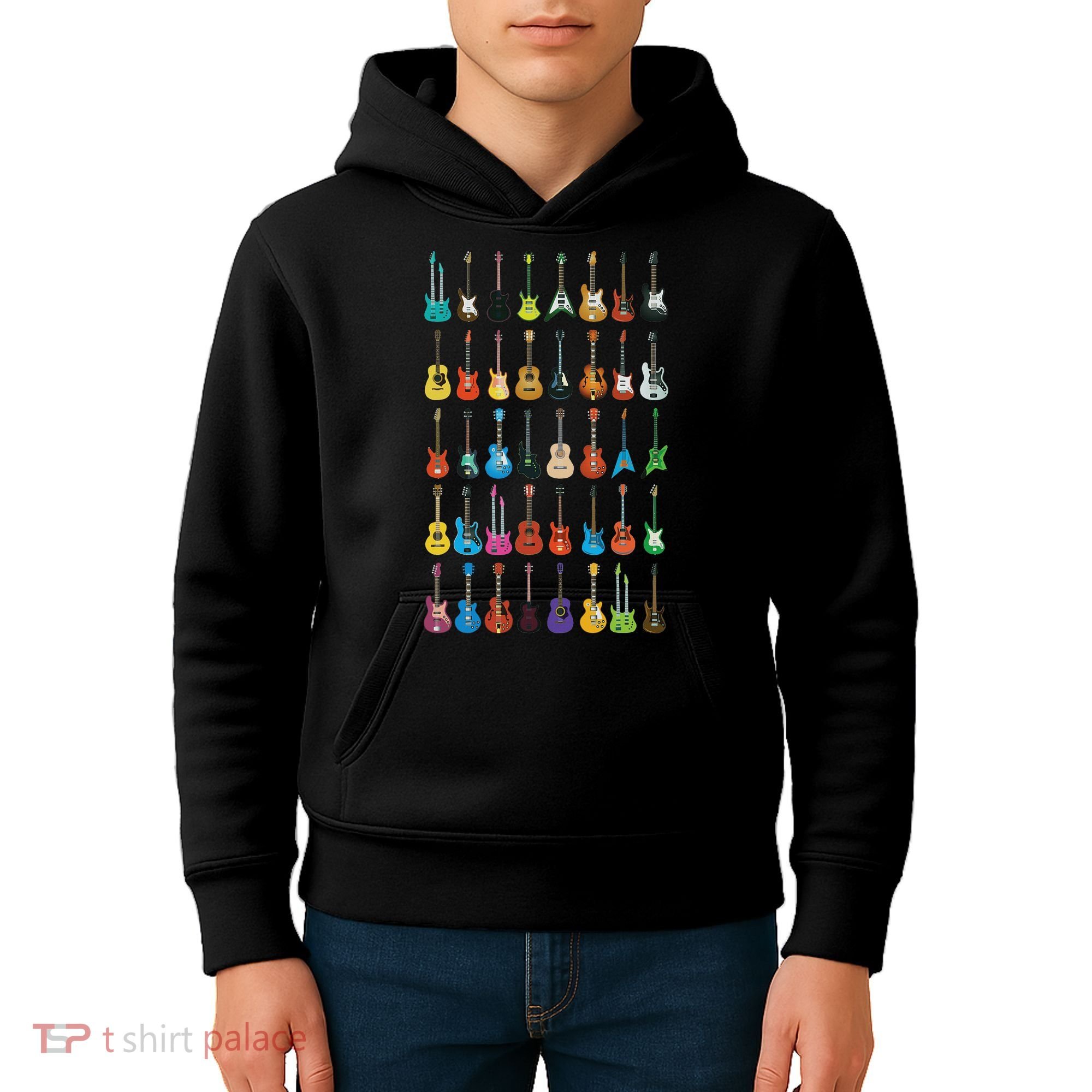 Love Guitar Different Guitars Music Lover Funny Gift Kids Hoodie